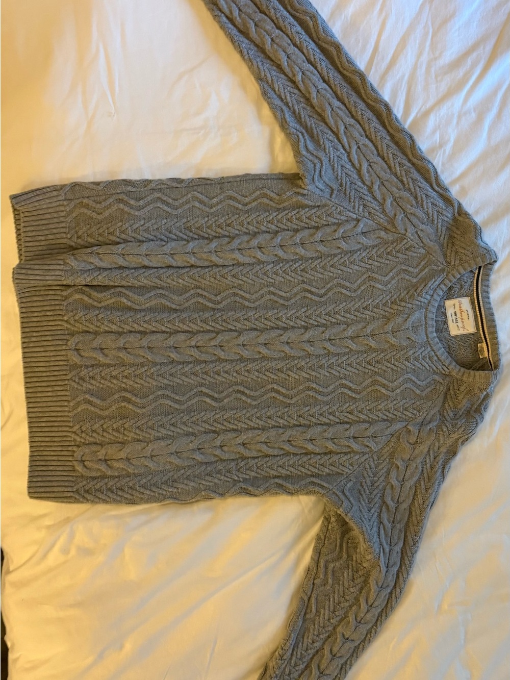 Weatherproof Men's Light Gray Cable Knit Crewneck Sweater
